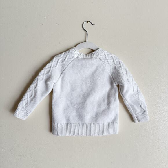 J. Crew Crewcuts White Heart Cable Knit Sweater - XXS (2-3) - Picture 6 of 7